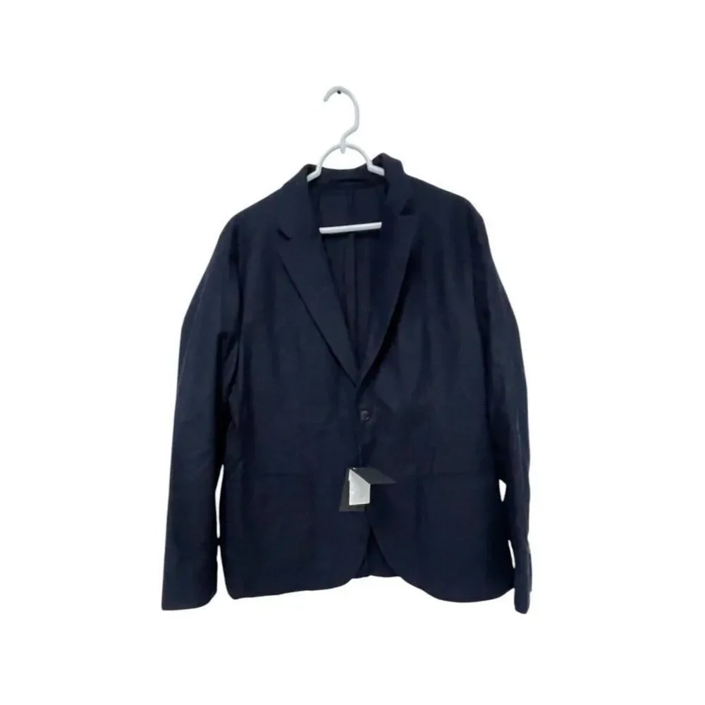Massimo Dutti Mens Wool Suit Jacket EU 52 US 42 Blue herringbone 2002/102 NWT